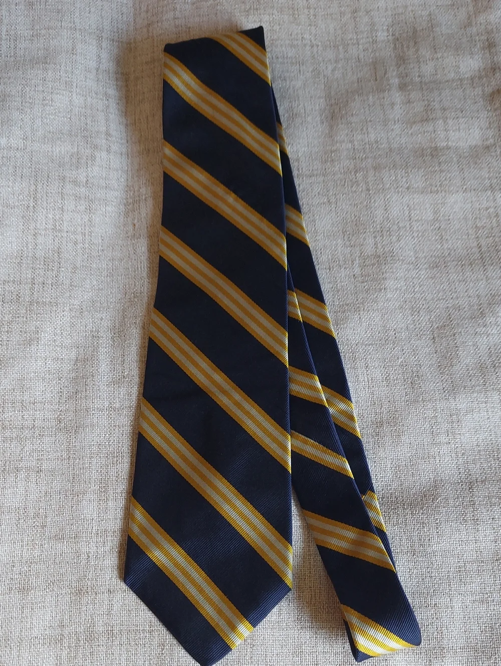 Brooks Brothers Rep Tie 100% Silk Navy and Gold Diagonal Stripe